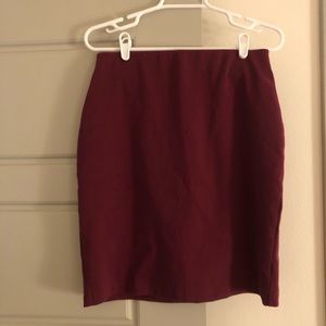 Maroon Jersey Pencil Skirt